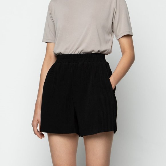 OAK + FORT Pants - OAK + FORT Black Pull On Shorts
